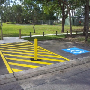 Car Park Disabled Logo And Shared Zone With Bollard