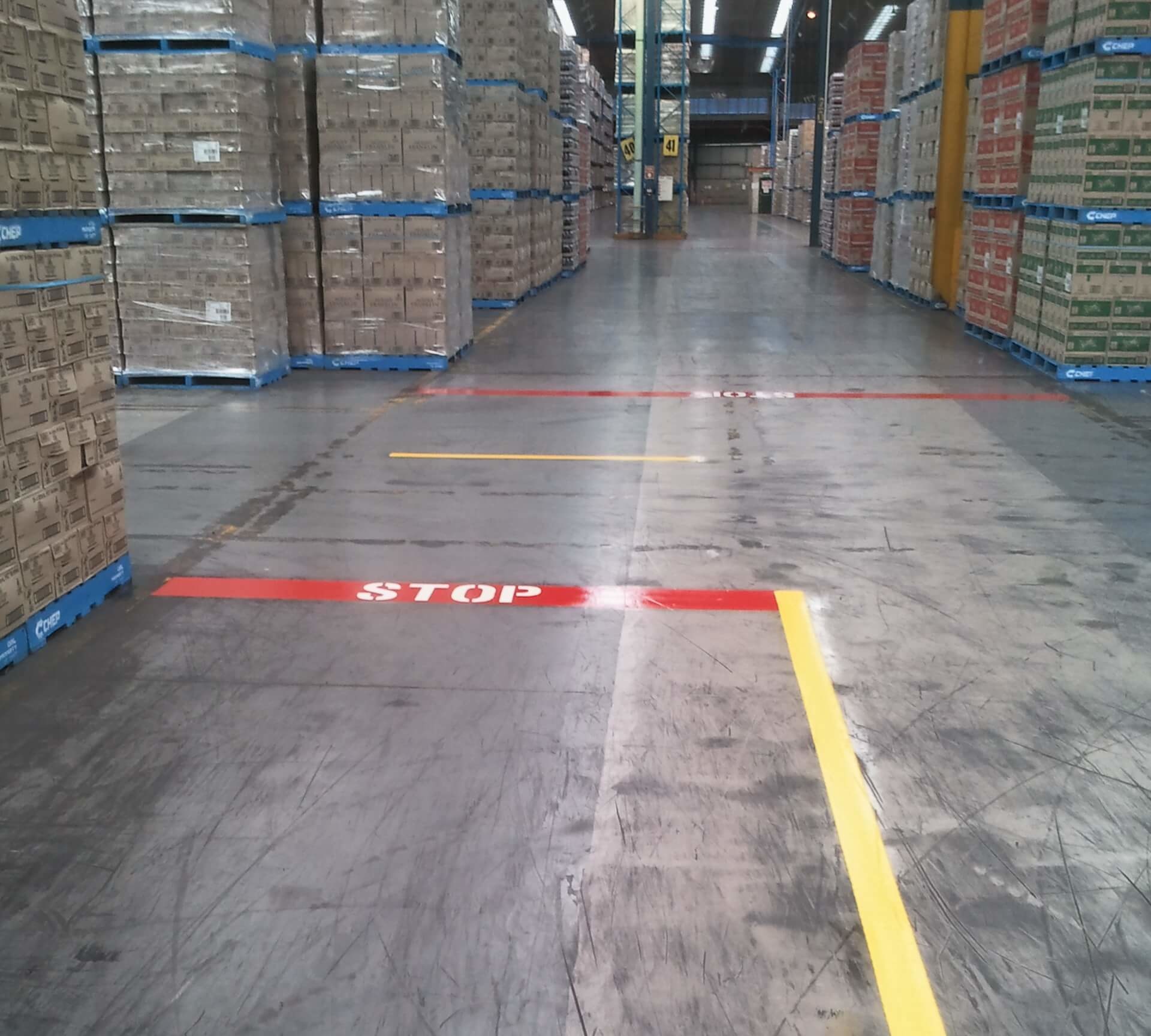 Distribution Warehouse Forklift Traffic Management Line Marking