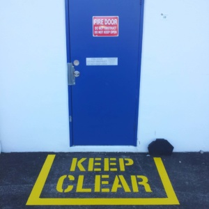 Keep Clear Wording Line Marked At Fire Door