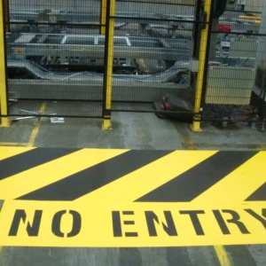 No Entry With Hatching In Black And Yellow