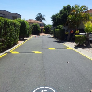 Speed Signage And Bitumen Speed Humps Line Marked At Residential Estate