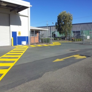 Yellow Pedestrian Walkway At Factory