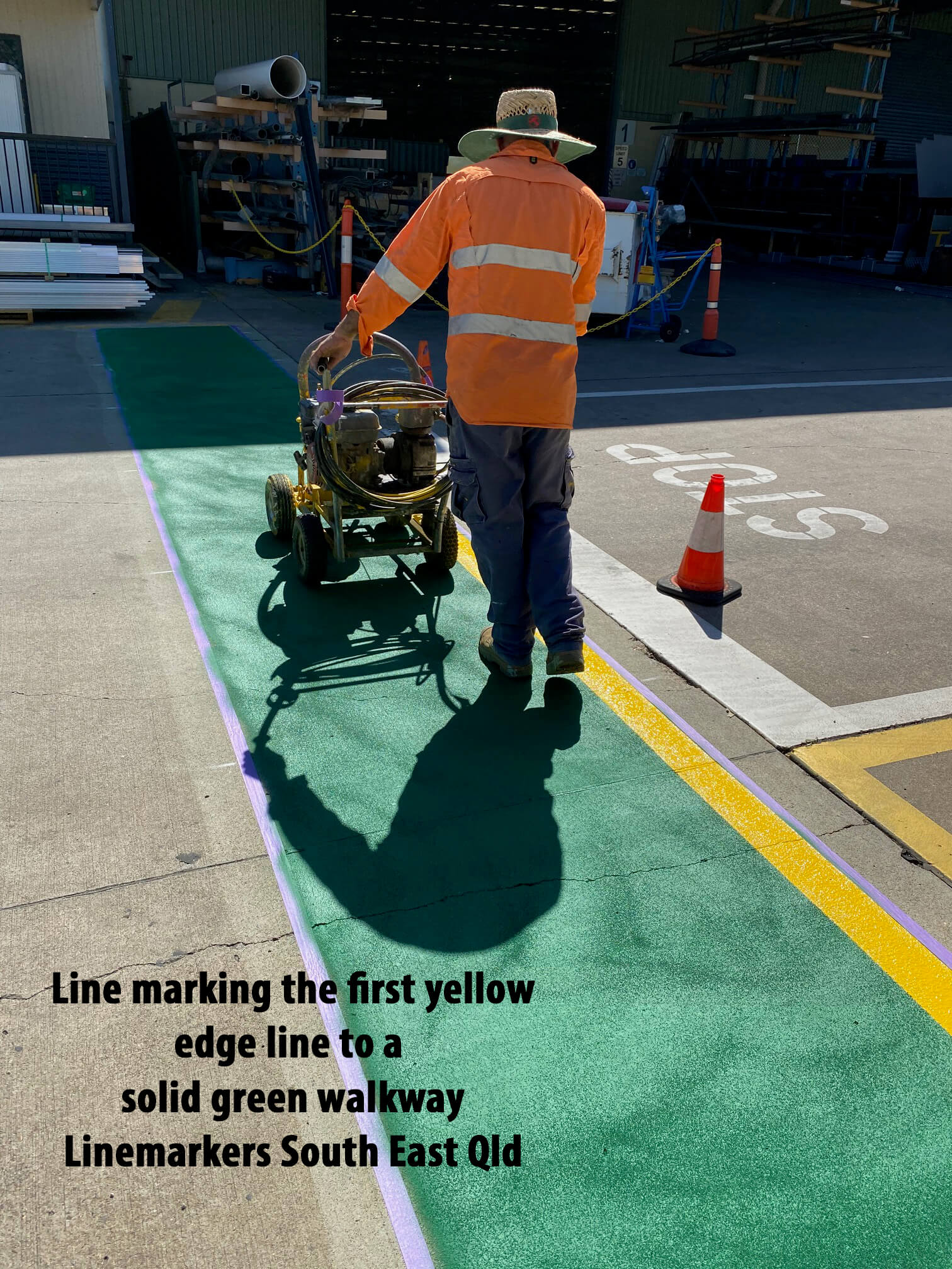 Reduced Line Marking Edge Line To Solid Green Walkway
