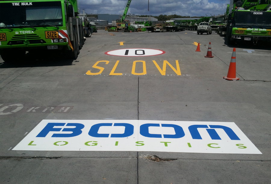 Corporate Logo And Speed Signage Line Marked