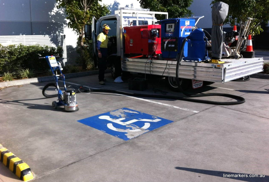line marking removal grinding