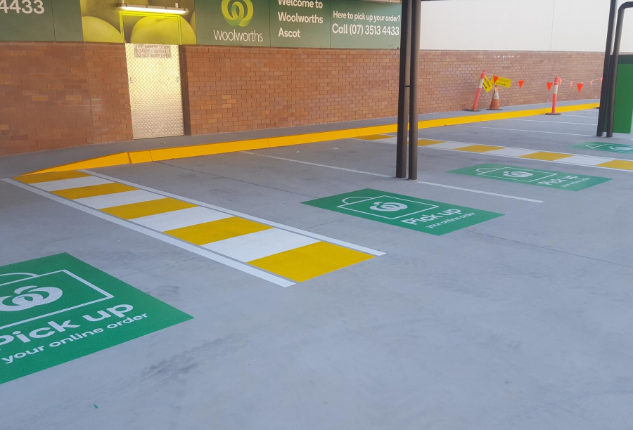 Parking stencils Shopping Centre Grocery Pick Up Logos And Walkway